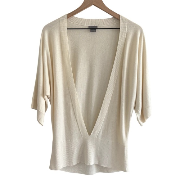 Ann Taylor Deep V-Neck Cashmere Blend Sweater Office Workwear Women's Size Large - Picture 1 of 13